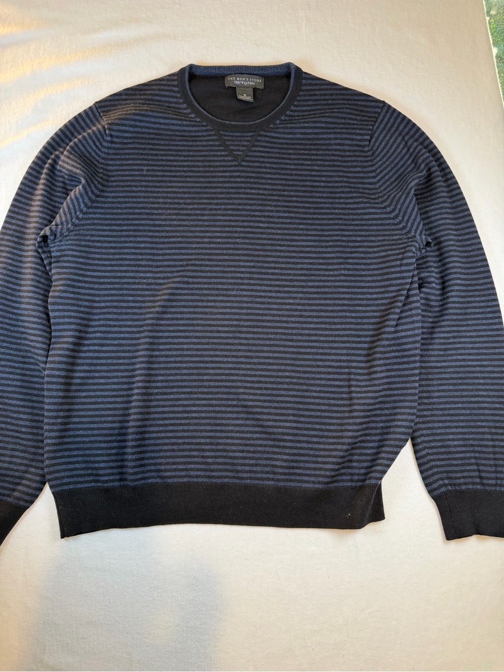 The Men’s Store Bloomingdale’s Striped Merino Wool Sweater Elbow Patch M